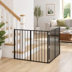 Dog Gate 2 pcs Black 100 x 80 cm Metal Pen Foldable Indoor Enclosure Barrier