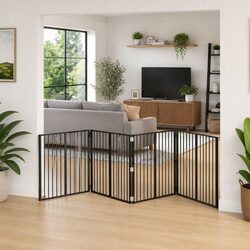 Dog Gate 4 Pieces Black 100 x 80 cm Metal Enclosure Pen Foldable Indoor Outdoor