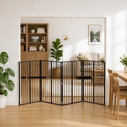 Dog Gate 4 Panels 80x100cm Black Metal Enclosure Pen Foldable Indoor Pet Playpen