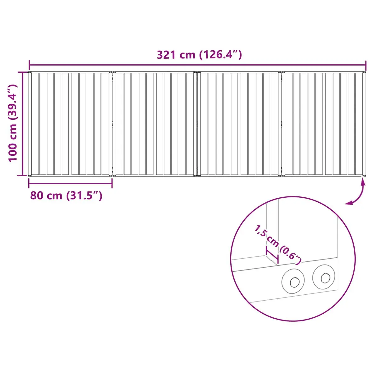 Dog Gate 4 Panels Foldable Black Galvanised Steel Pet Fence Playpen Barrier