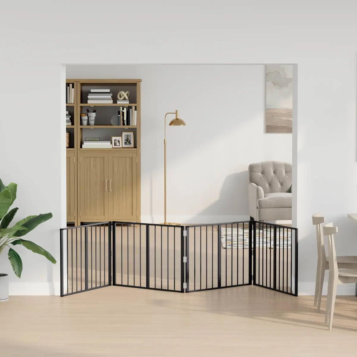 Dog Gate Foldable 4 Piece 80 x 60 cm Black Galvanised Steel Pet Fence Panels
