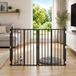 Dog Gate 4 pcs Black 60 x 80 cm Pet Enclosure Fence Foldable Indoor Playpen