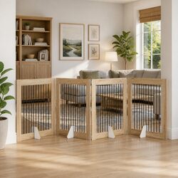 Foldable Dog Gate with Stands 4 pcs Indoor Pet Barrier Fence Sonoma Oak 401 cm
