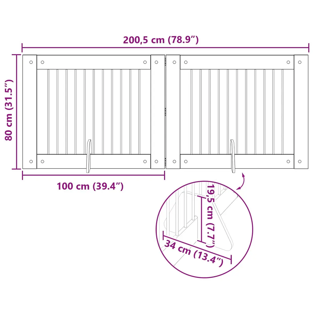 Foldable Dog Gate with Stands Indoor Pet Barrier 200.5 cm Sonoma Oak