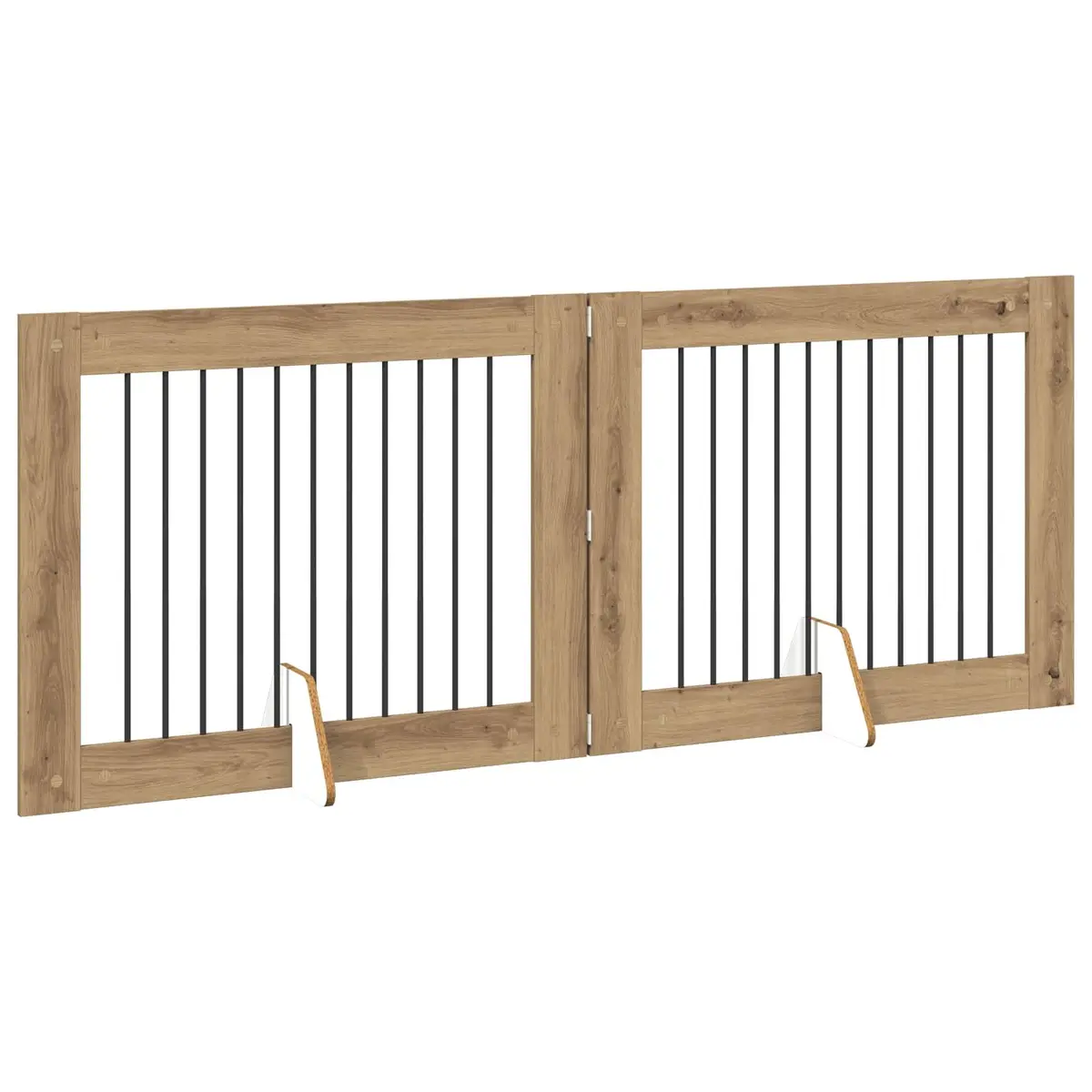 Foldable Dog Gate with Stands Brown 200.5 cm 2 pcs Pet Fence Indoor Portable