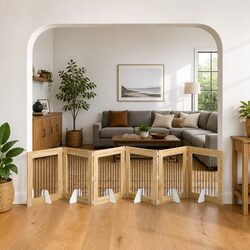 Foldable Dog Gate with Stands 6 pcs Sonoma Oak 482 cm Pet Barrier Room Divider