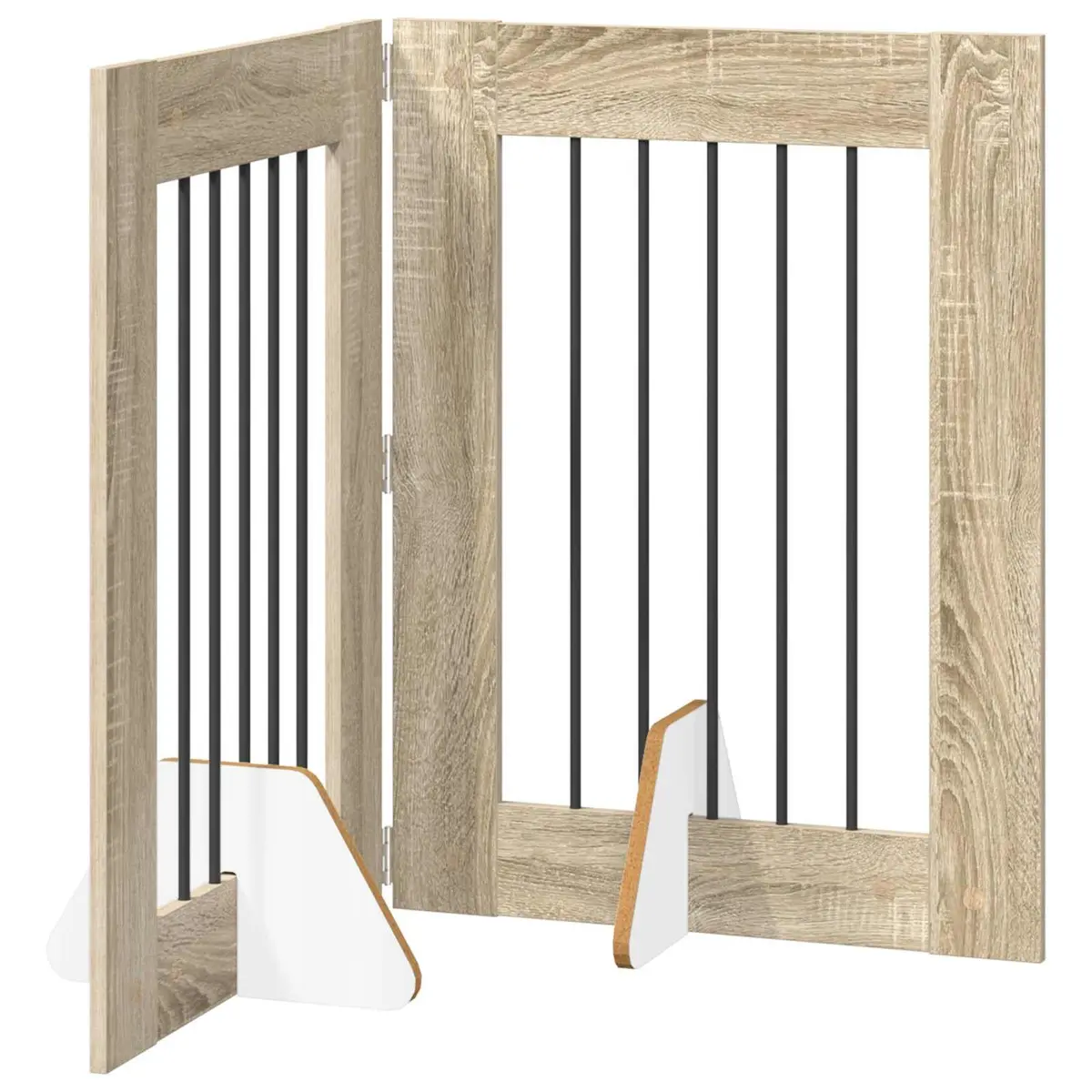 Foldable Dog Gate with Stands 120.5 cm Sonoma Oak 2 pcs Pet Barrier Indoor Fence