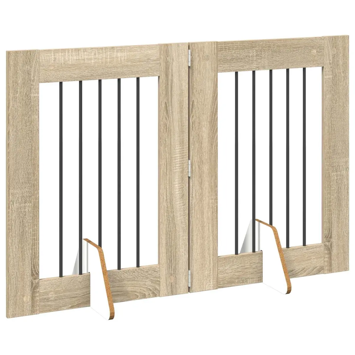 Foldable Dog Gate with Stands 120.5 cm Sonoma Oak 2 pcs Pet Barrier Indoor Fence