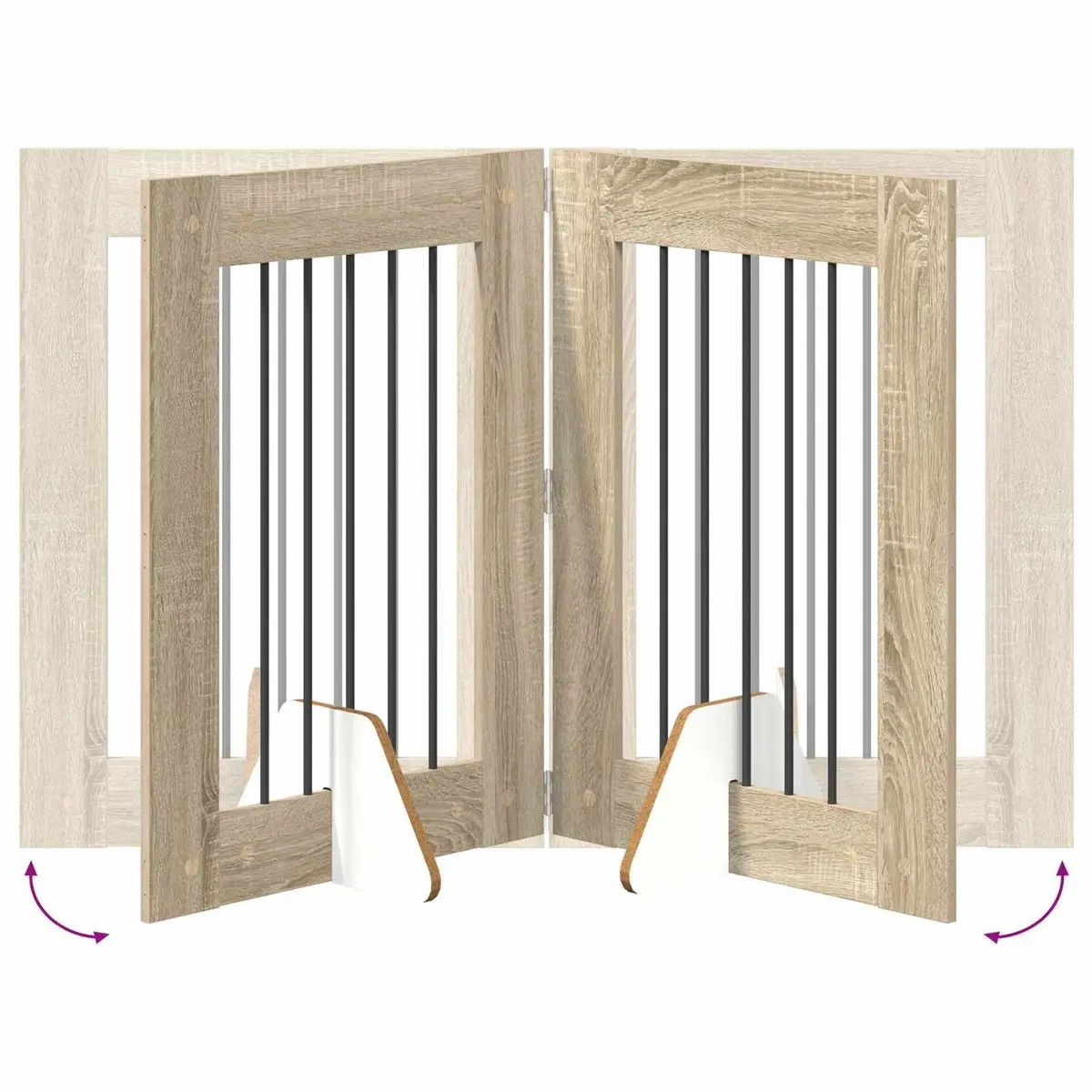 Foldable Dog Gate with Stands 120.5 cm Sonoma Oak 2 pcs Pet Barrier Indoor Fence