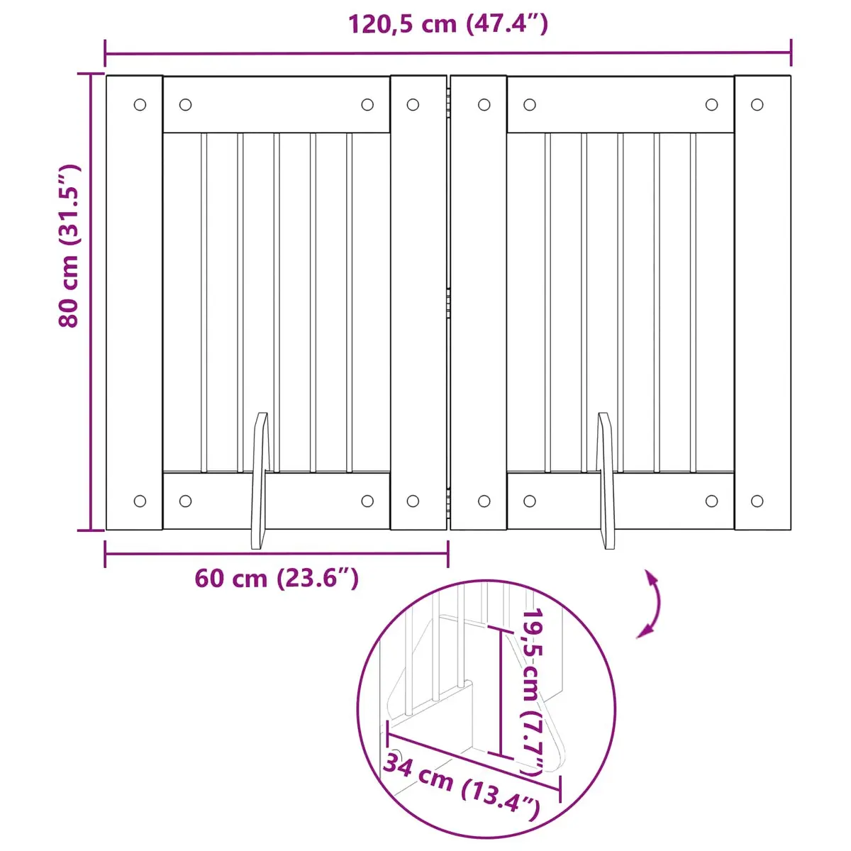 Foldable Dog Gate with Stands 120.5 cm Sonoma Oak 2 pcs Pet Barrier Indoor Fence