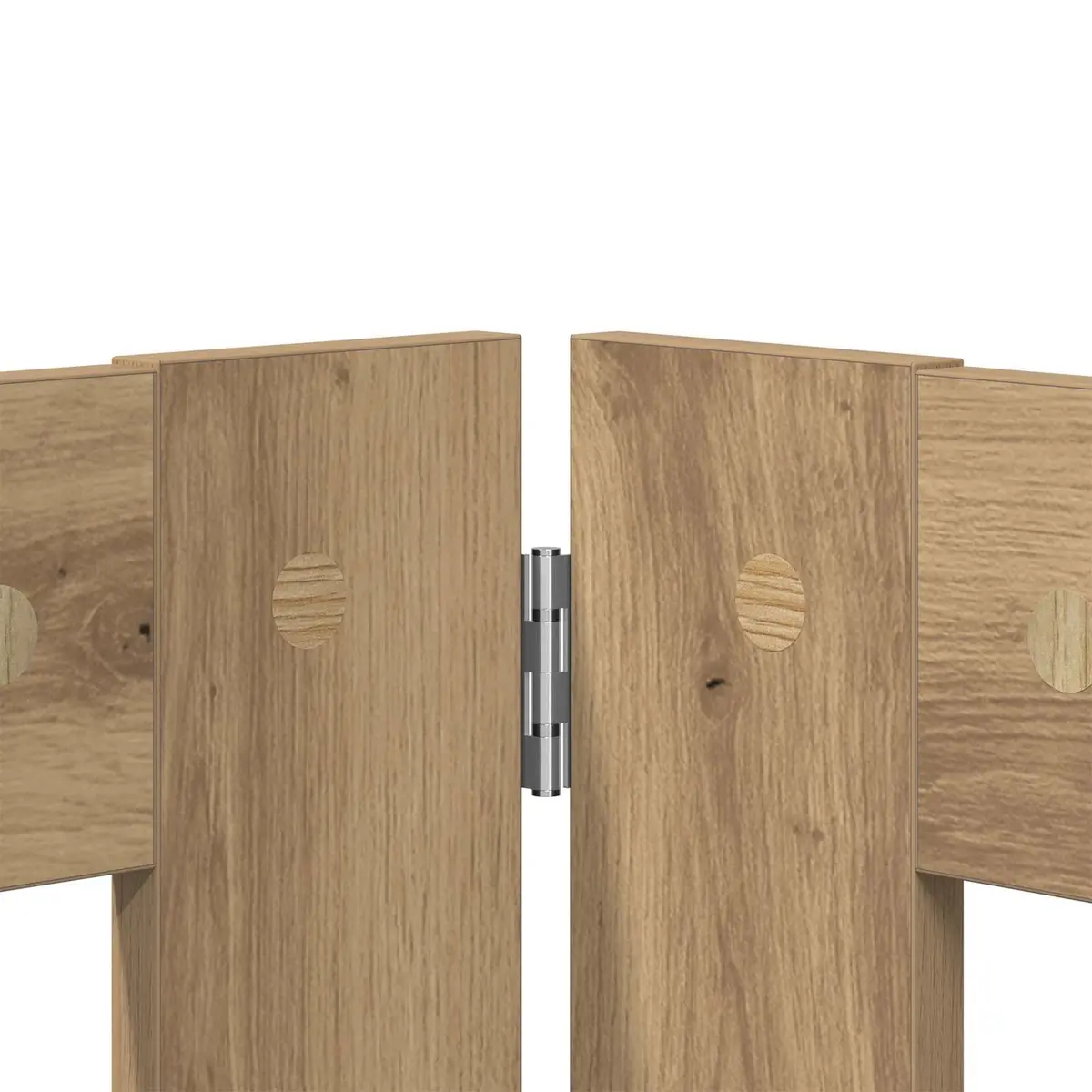 Foldable Dog Gate Indoor Pet Barrier Freestanding 321cm Brown Engineered Wood Galvanized Steel