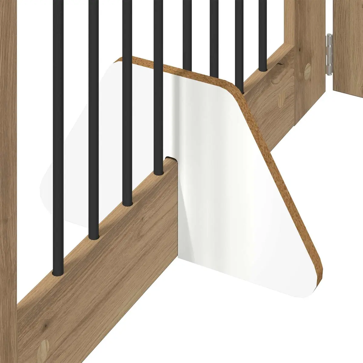 Foldable Dog Gate Indoor Pet Barrier Freestanding 321cm Brown Engineered Wood Galvanized Steel
