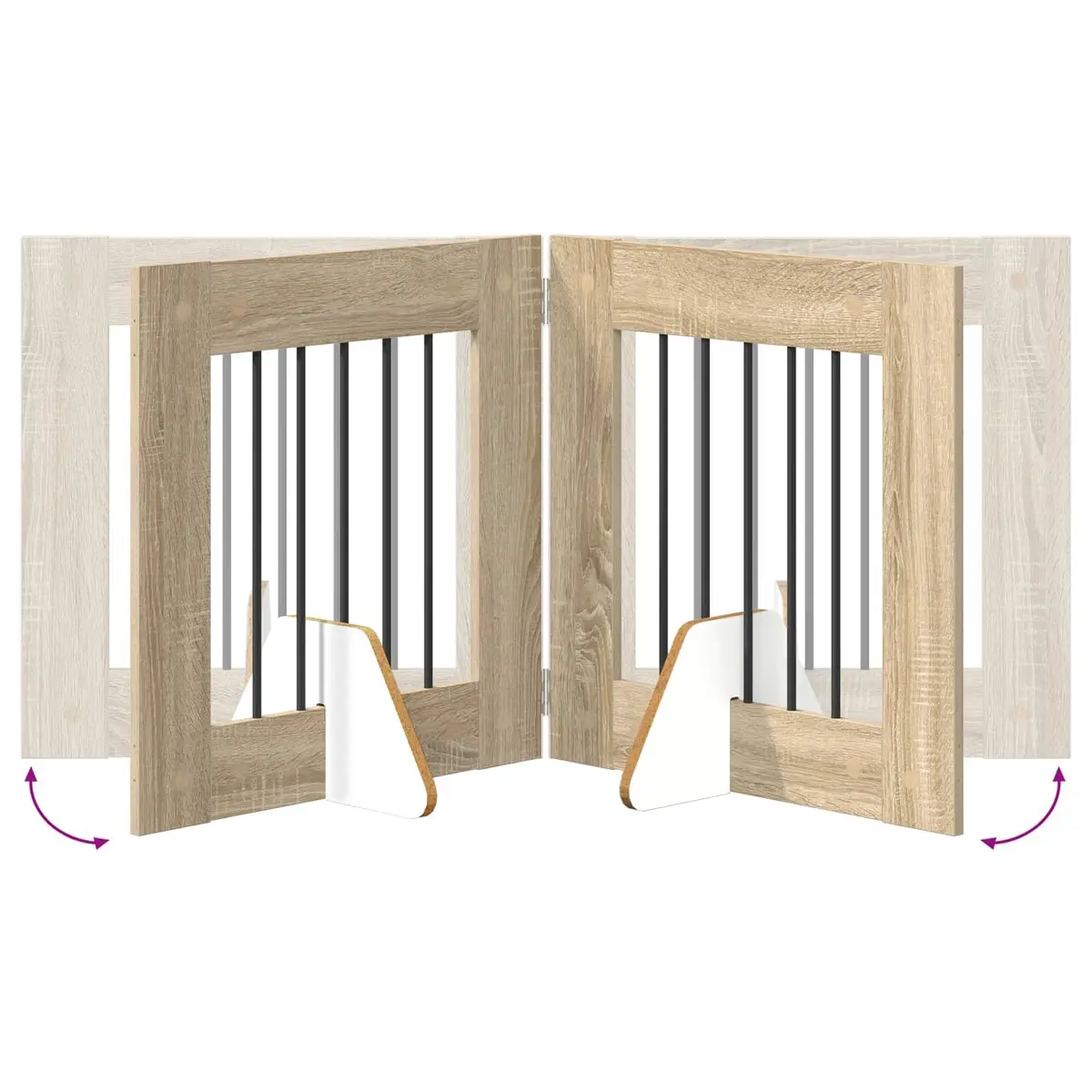 Foldable Dog Gate with Stands 120.5cm Brown Rectangular Pet Fence Indoor