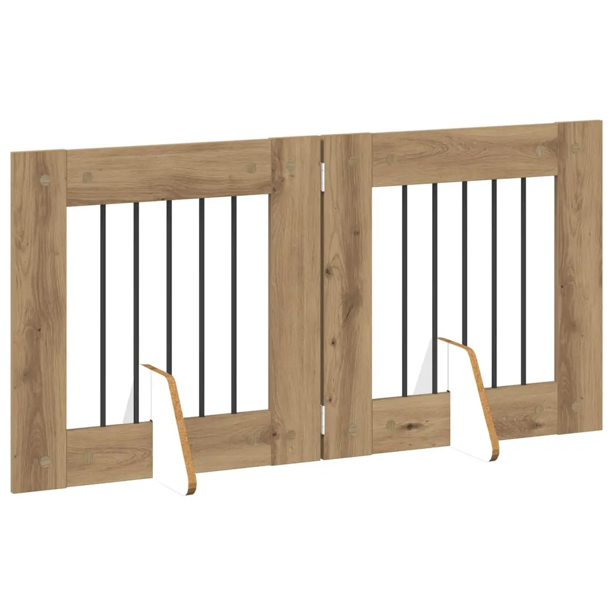 Foldable Dog Gate with Stands 120.5cm Brown Metal Pet Fence Indoor Portable