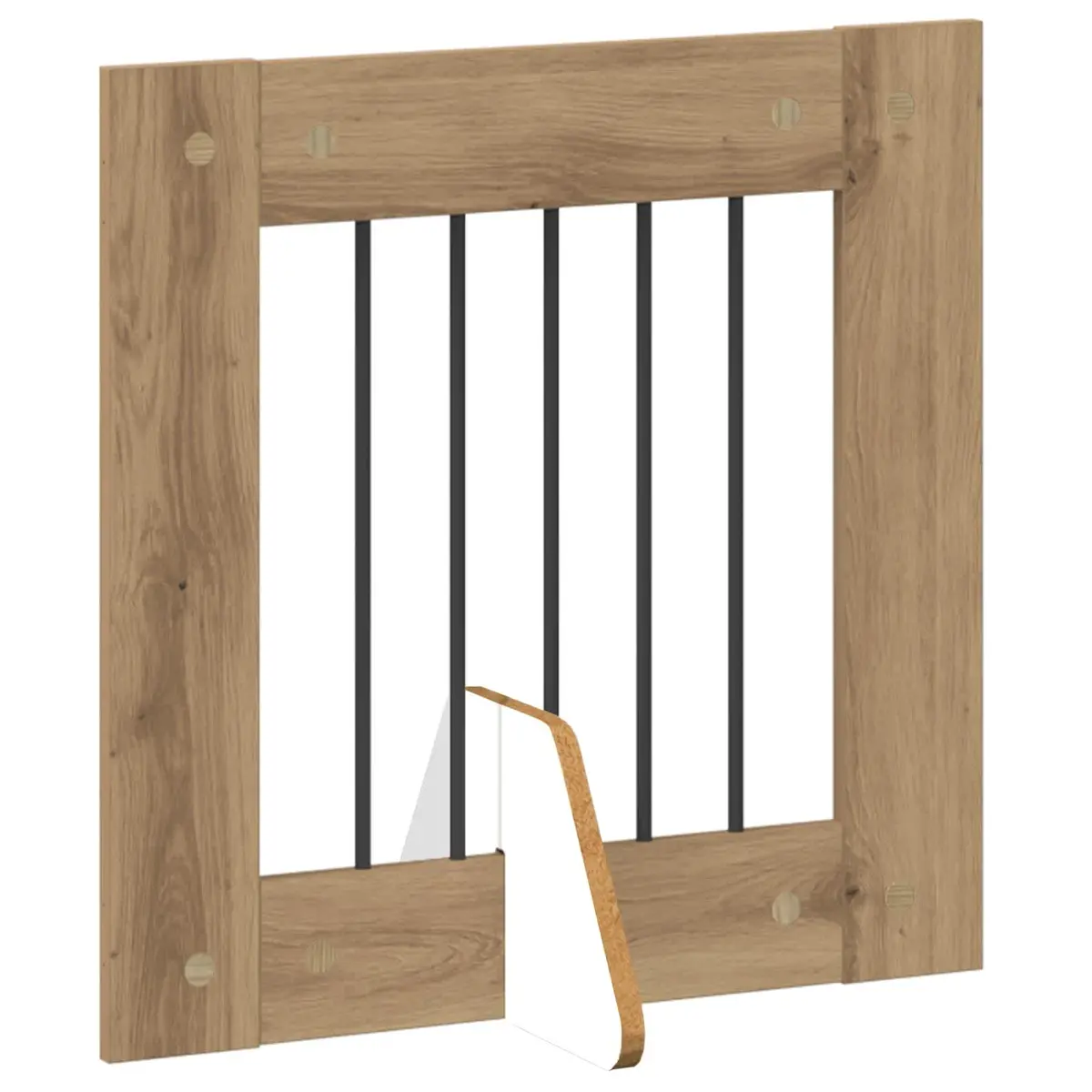 Foldable Dog Gate Indoor Pet Barrier Freestanding 241 cm Brown Engineered Wood and Galvanized Steel