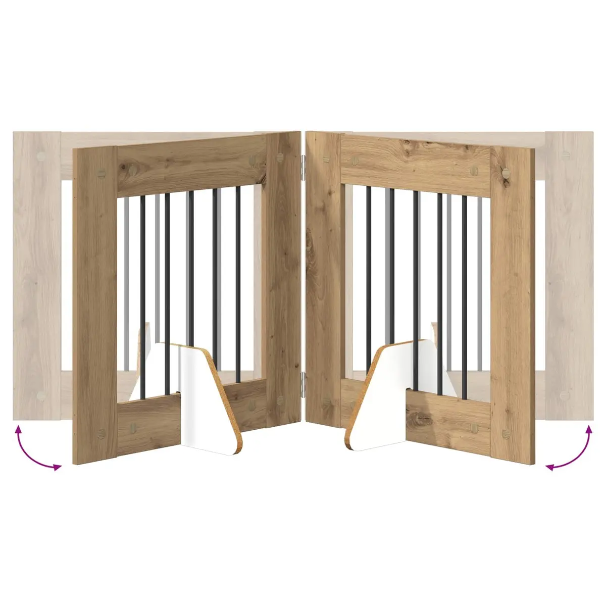 Foldable Dog Gate Indoor Pet Barrier Freestanding 241 cm Brown Engineered Wood and Galvanized Steel