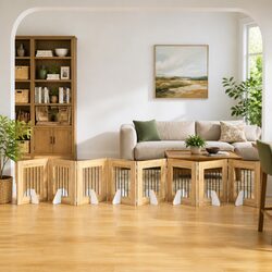 Foldable Dog Gate with Stands 8 Panels Sonoma Oak 60cm Indoor Pet Barrier Fence