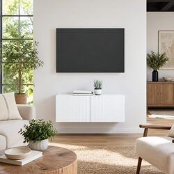 TV Wall Cabinet 2 pcs White Modern Storage Unit Living Room Media Organiser
