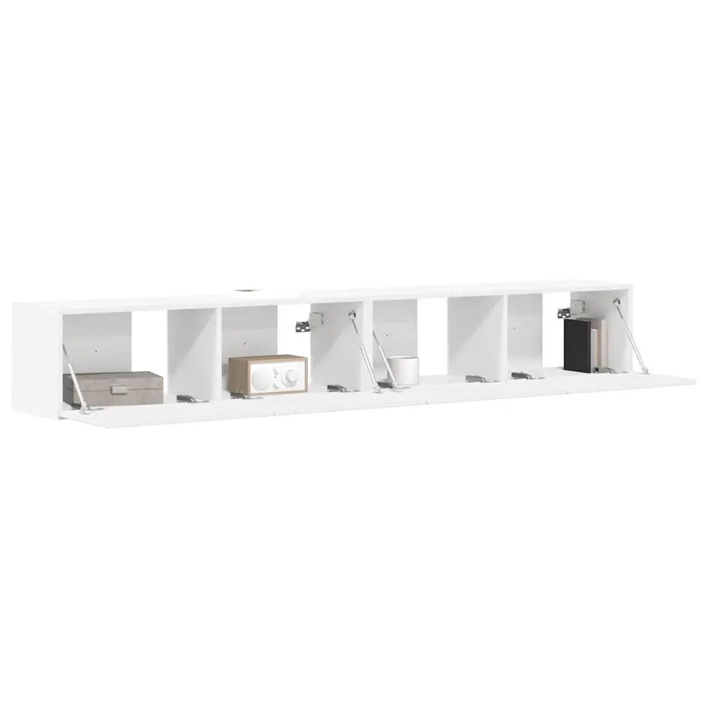 TV Wall Cabinet 2 pcs White Modern Living Room Media Storage Unit 98x31x29.5cm