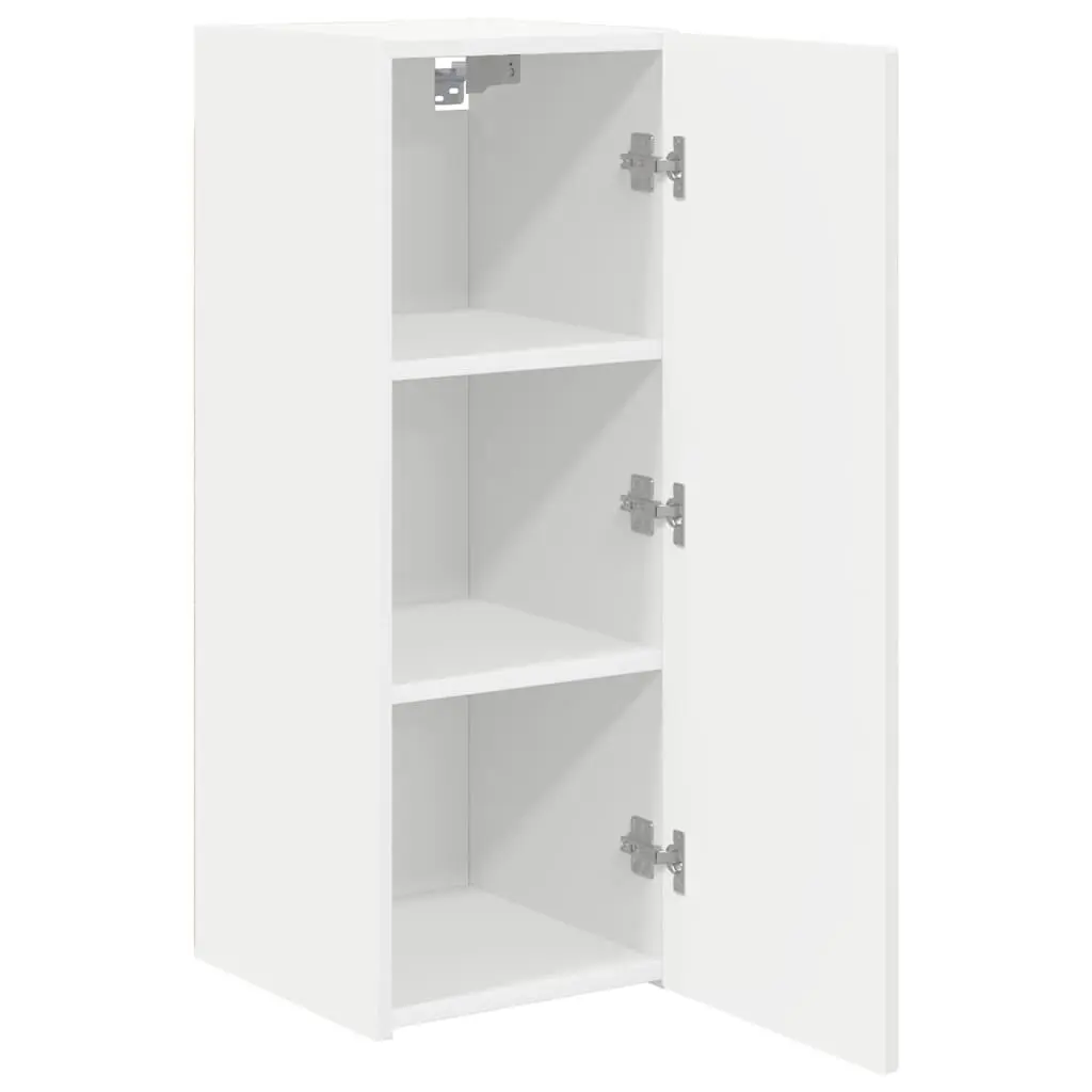 TV Wall Cabinet Modern Wall Mount Storage Unit 2 Pieces White Engineered Wood
