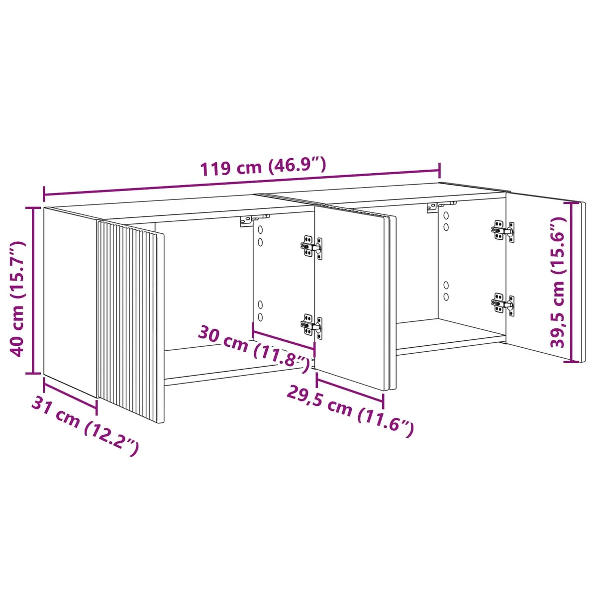 TV Wall Cabinet Floating Wall Mounted Storage Unit Engineered Wood White 2 Piece