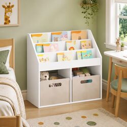 Kids Bookshelf White Modern Storage Cabinet Shelving Unit Engineered Wood