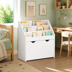 Kids Bookshelf White Storage Cabinet Shelves Compartments Drawers Bedroom