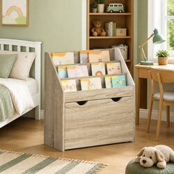 Kids Bookshelf Storage Cabinet Engineered Wood Free Standing Children Furniture