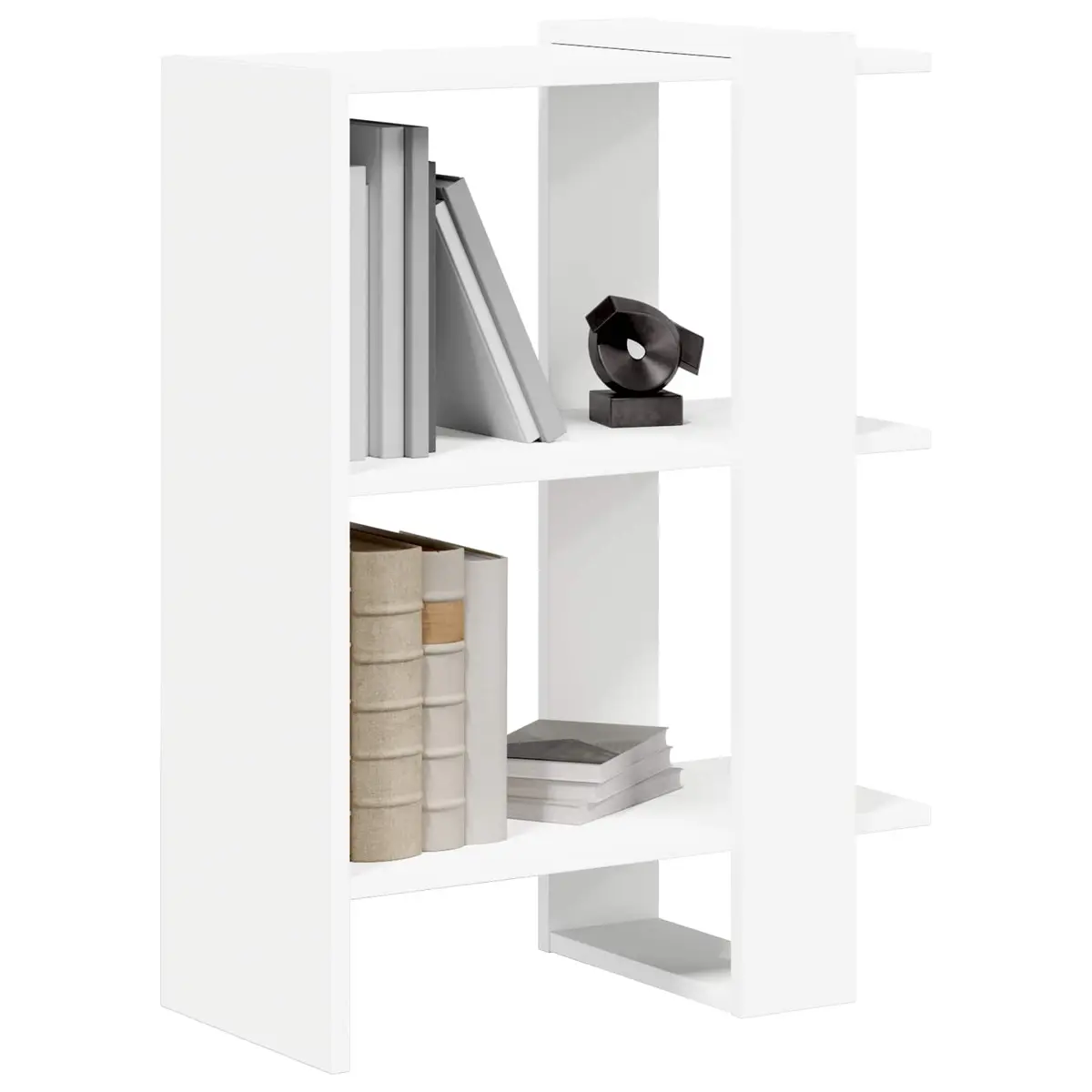 Bookshelf 2-Tier Freestanding Storage Shelf 52 x 25 x 71.5 cm White
