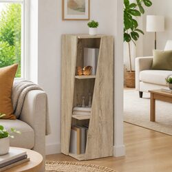 Side Shelf Standing Bookcase Storage Unit Brown Engineered Wood 33 x 32 x 100.5