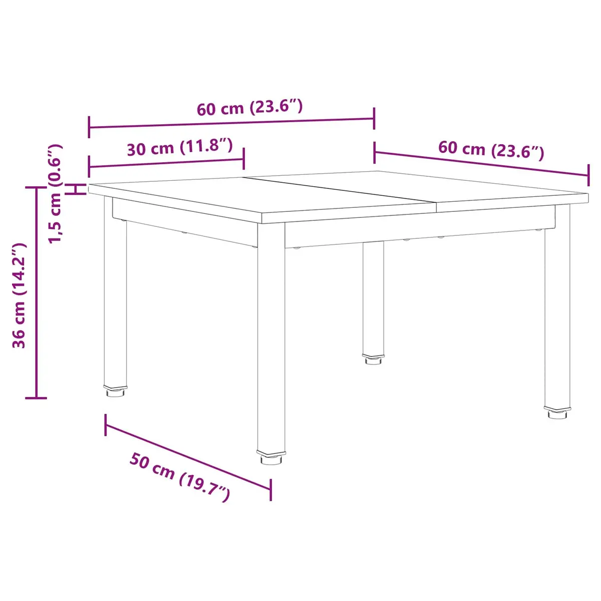 Coffee Table Modern Rectangular Black Engineered Wood with Metal Legs