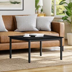 Coffee Table Black 80 x 80 x 45 cm Modern Accent Living Room Engineered Wood