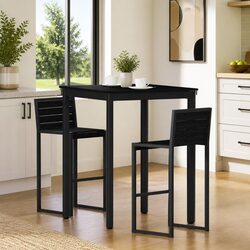 Standing Bar Table Rectangular Kitchen Dining Room Black Engineered Wood Modern