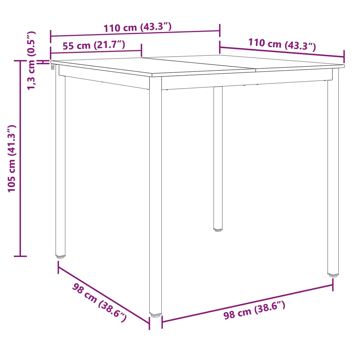 Standing Bar Table Rectangular Modern Black Engineered Wood