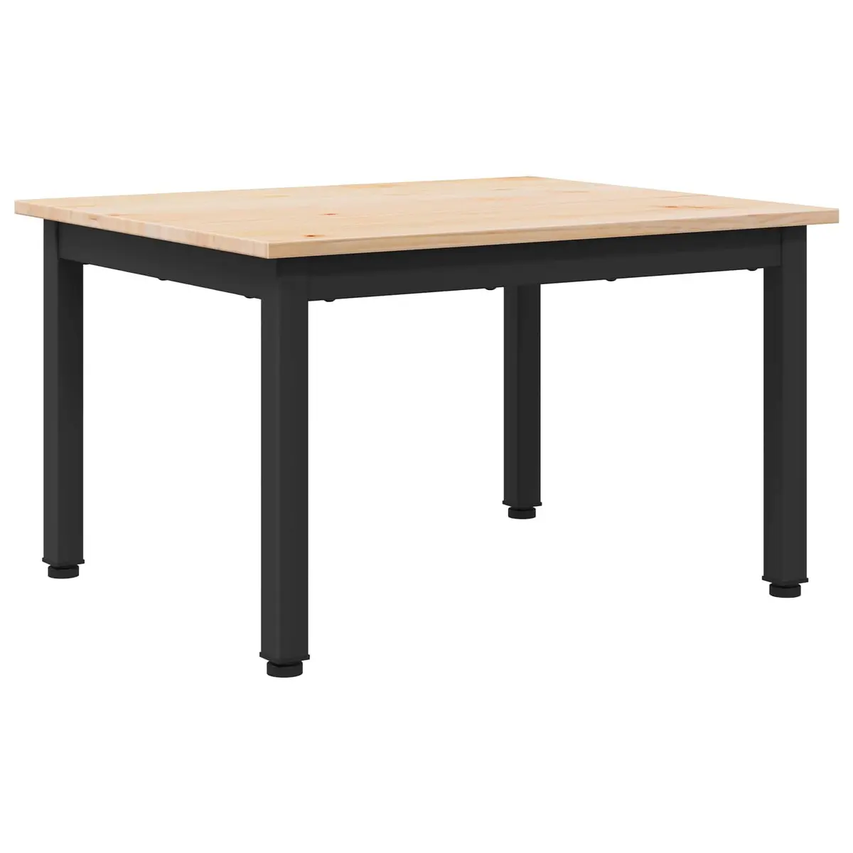 Coffee Table Solid Pine Wood Top Square Metal Legs Modern Brown