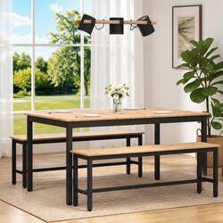 Dining Table 150 x 90 x 75 cm Pine Wood Kitchen Furniture Brown Modern Design