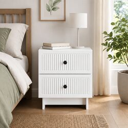 Bedside Cabinet White 43 x 34.5 x 47.5 cm Storage Nightstand Table