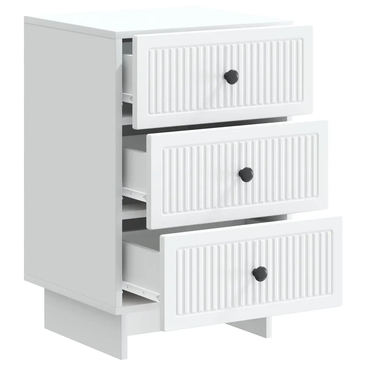 Bedside Cabinet Engineered Wood White 43x41x66.5cm Bedroom Storage Drawers