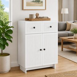 White Sideboard 66x34.5x90cm Storage Cabinet Engineered Wood Furniture Living