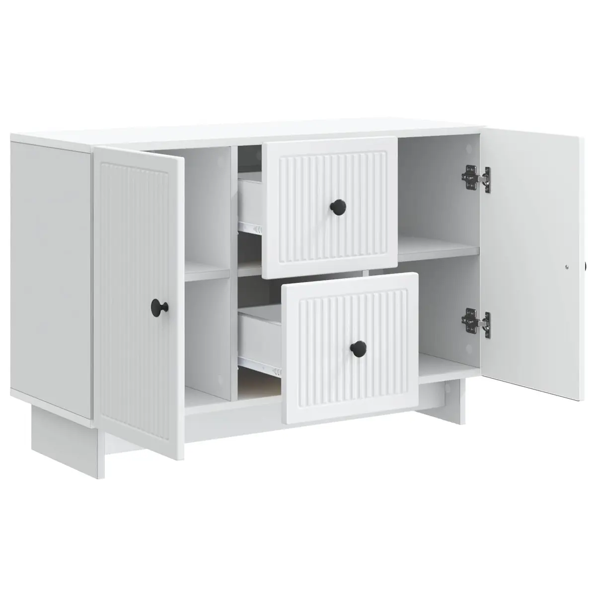 Sideboard Modern Storage Cabinet with Drawers and Swing Doors 89x34.5x60cm White Engineered Wood