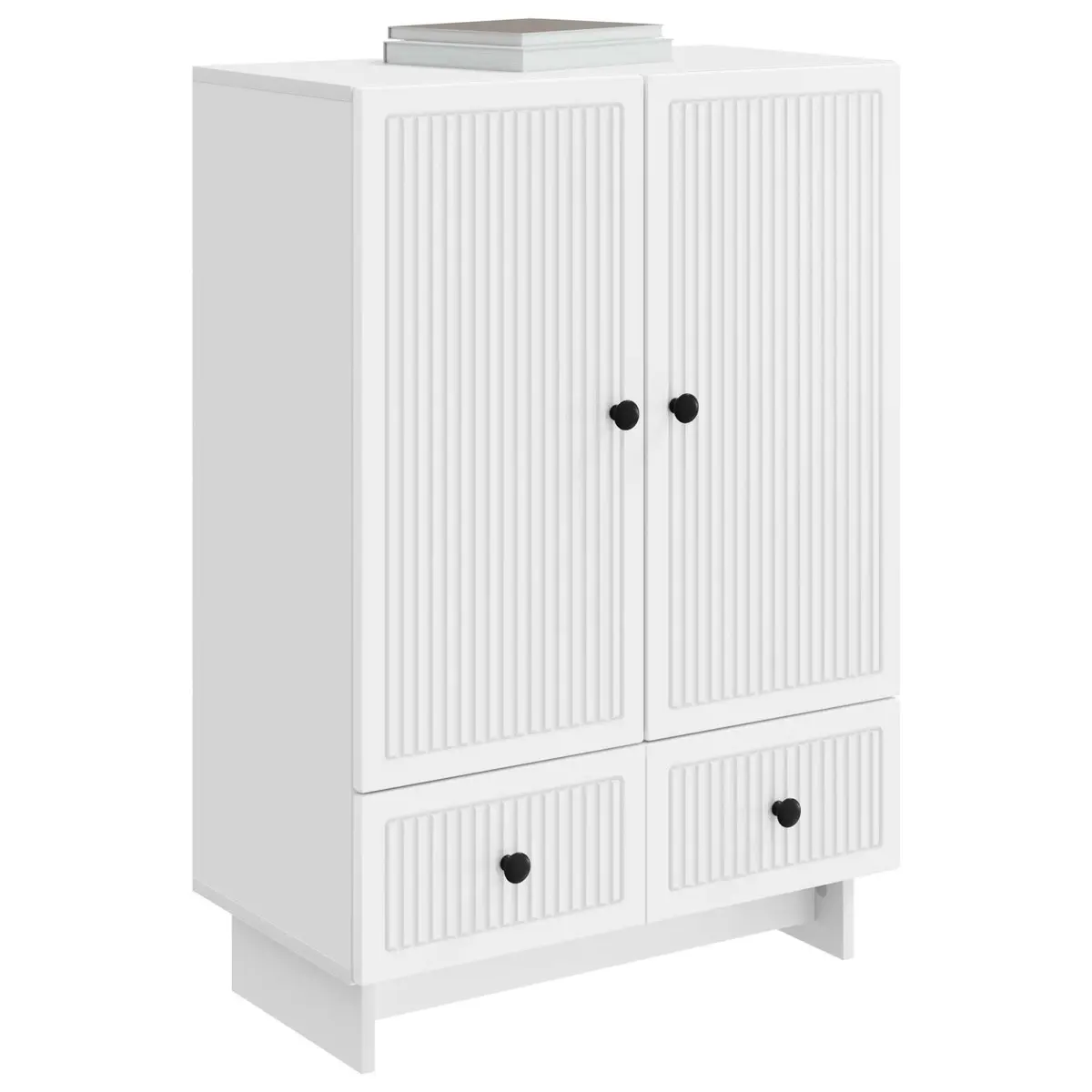 Sideboard Storage Cabinet with Drawers and Doors Engineered Wood White