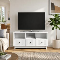 TV Cabinet with Drawer White Modern Living Room Entertainment Unit Storage