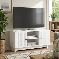 TV Cabinet 102 x 34.5 x 50 cm White Storage Unit Living Room Entertainment