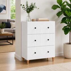 Storage Cabinet Drawer Unit White 66 x 34.5 x 90 cm Modern Living Room Furniture