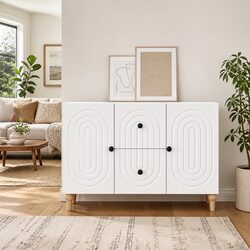 TV Cabinet White Modern Storage Unit with Drawer Engineered Wood Living Room