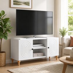 TV Cabinet White 102x34.5x50cm Modern Living Room Media Storage Unit