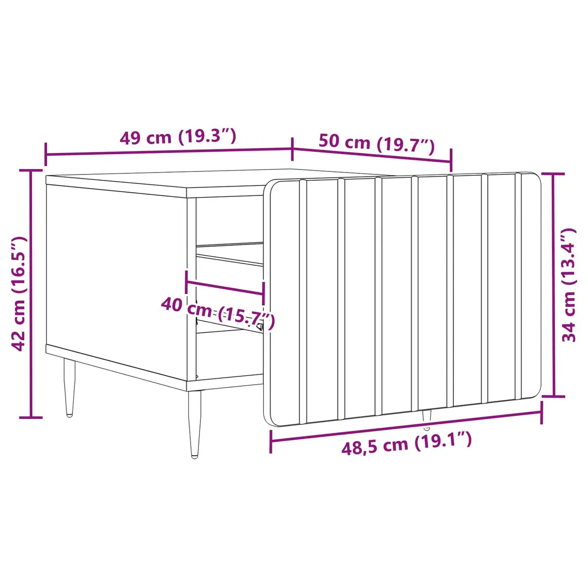 Coffee Table with Drawer White Engineered Wood Modern Dual-Level Living Room