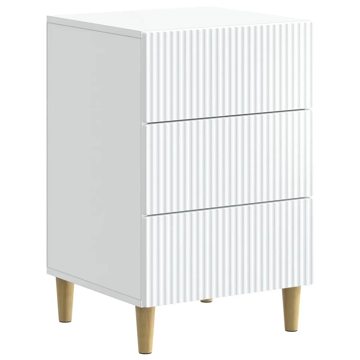 Bedside Table White Nightstand with Drawer Storage Compact Size Engineered Wood