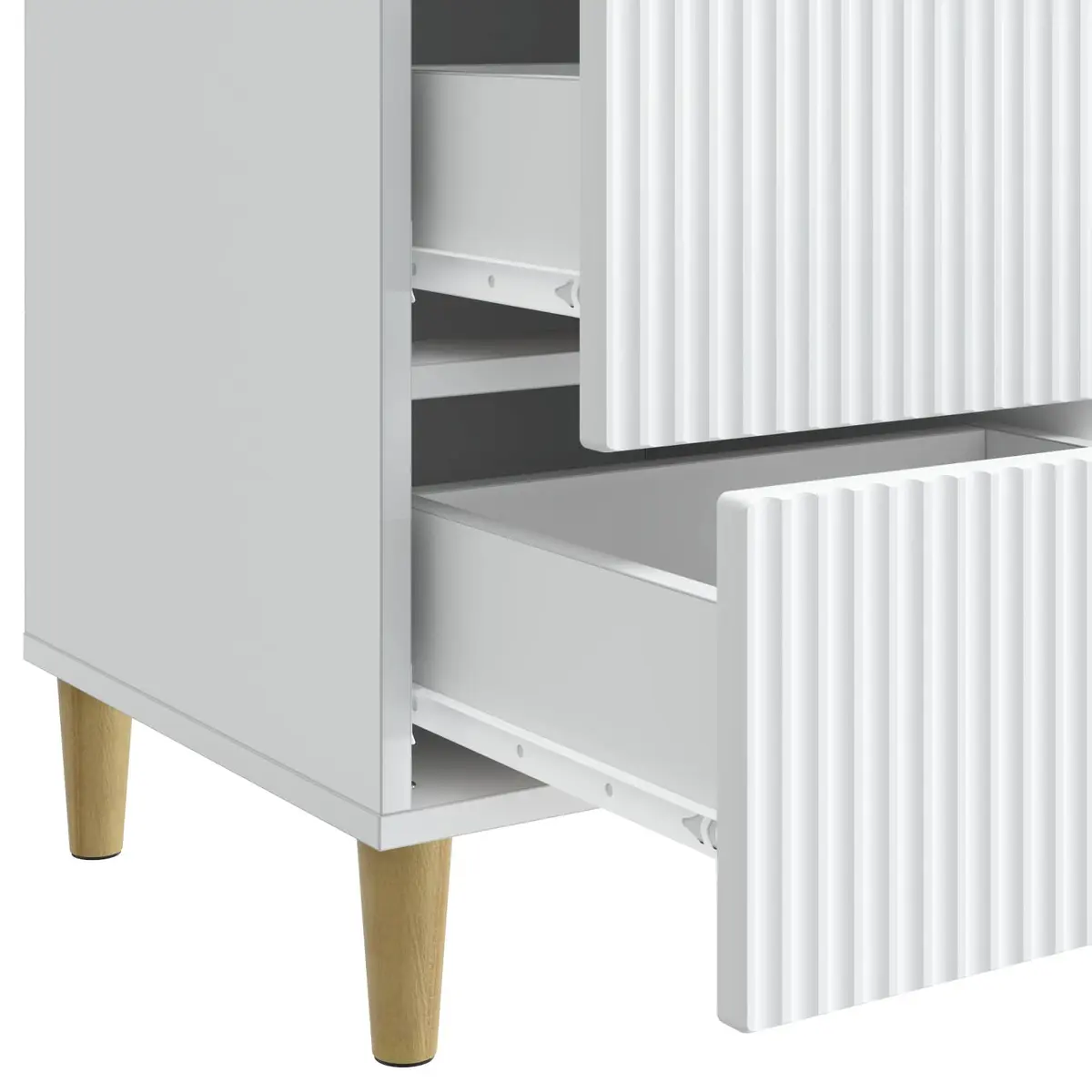 Bedside Table White Nightstand with Drawer Storage Compact Size Engineered Wood