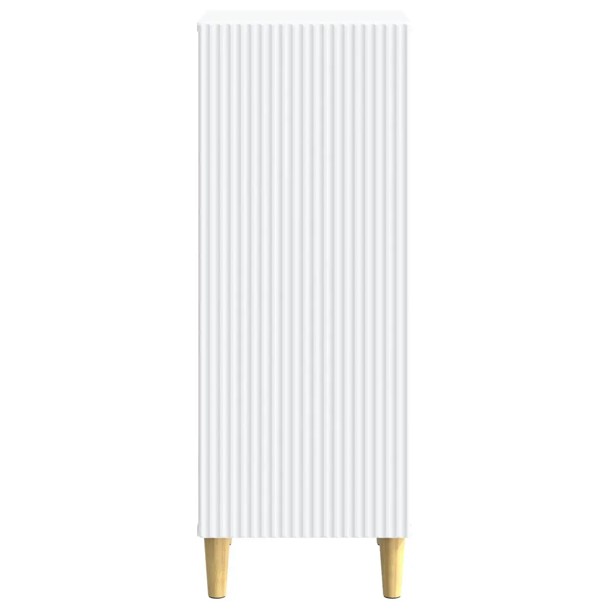 Sideboard Modern White Storage Cabinet with Board Shelves Tapered Legs Indoor